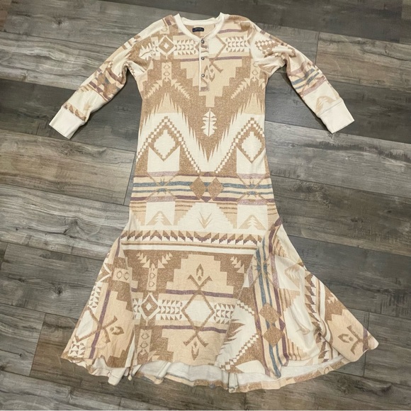 Polo Ralph Lauren Cotton Henley Southwestern Beacon Print Aztec Dress - Picture 1 of 5